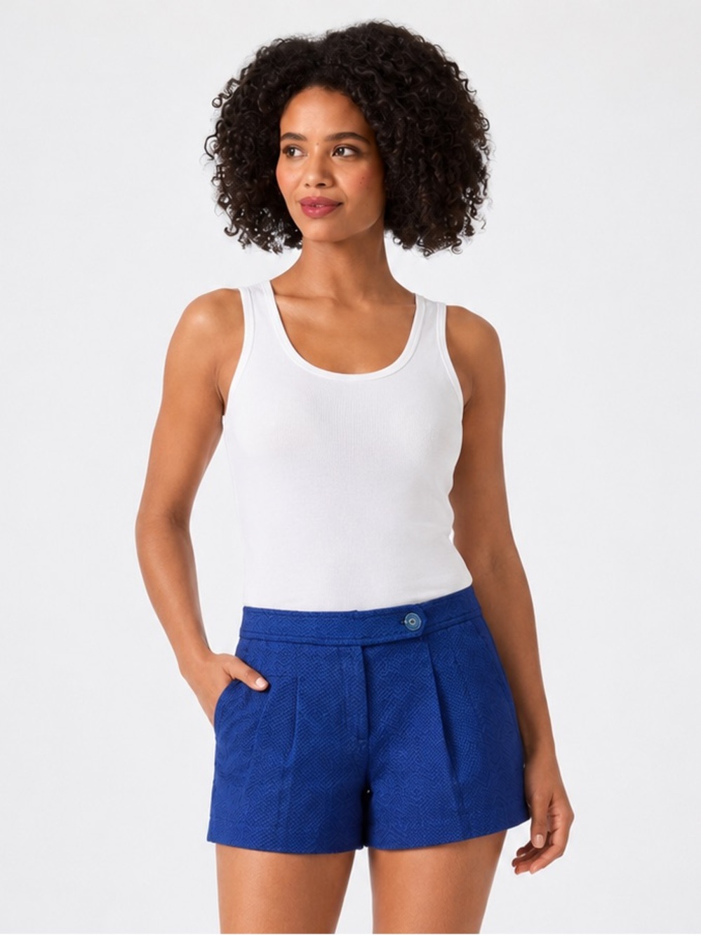 Trina Turk Royal Blue Textured Blue Shorts